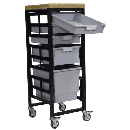 

Mobile Workbench Storage Station w/Wood Top -5 StorSystem Trays-Gray