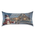thumbnail image 3 of Snowman Dress in Christmas Outside Cabin Satin Pillowcase Envelope Design Pillow Covers 1 Pack King Size 20" x 40", 3 of 9