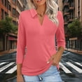 thumbnail image 7 of Hvyesh Womens Work Shirts 3/4 Length Sleeve Lapel Tunic Tops Casual Soild Tops Spring Going Out Blouses, 7 of 7