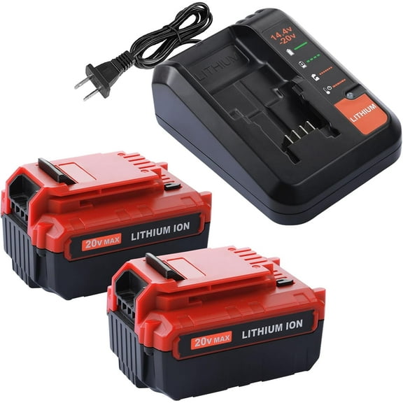 2Pack PCC685L Replace for Porter Cable 20V Lithium Battery 8.0Ah, for 20-Volt Power Tools PCC685LP PCC680L PCC681L PCC682L, Incliude 1Pack Porter-Cable 20V Battery Charger