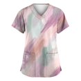 thumbnail image 3 of FrzhBrz Scrub Tops for Women Clearance Sale Cool Breathable Fabric Nurse Working Uniform V Neck Graphic Floral Print Short Sleeve Blouse T-Shirts Workwear with Pockets, 3 of 4