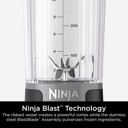 Ninja Blast 16 oz Portable Personal Blender with Leak Proof Lid and Easy Sip Spout, Smoothie Blender, Black BC100BK