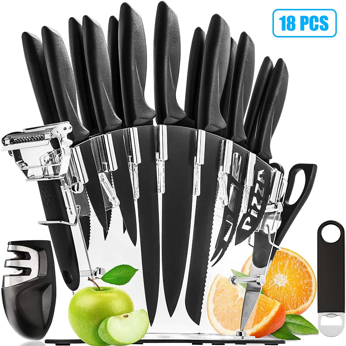 18 Pieces Kitchen Knives Set, Professional Stainless Steel Chef Kitchen