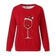 thumbnail image 4 of FAVIPT Sparkly Christmas Sweatshirts for Women Raglan Long Sleeve Crew Neck Pullover Rhinestone Wine Glass Sequin Loose Shirts Casual Trendy Party Holiday Tops Red,XXL, 4 of 4