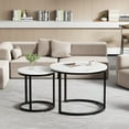 thumbnail image 5 of Algherohein Round Nesting Coffee Table Modern Marble Top Set of 2 for Living Room White, 5 of 8