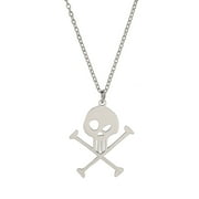 TEAMER Skull Cross Necklace for Women Men Stainless Steel Retro Punk Crossbones Pendant Necklaces
