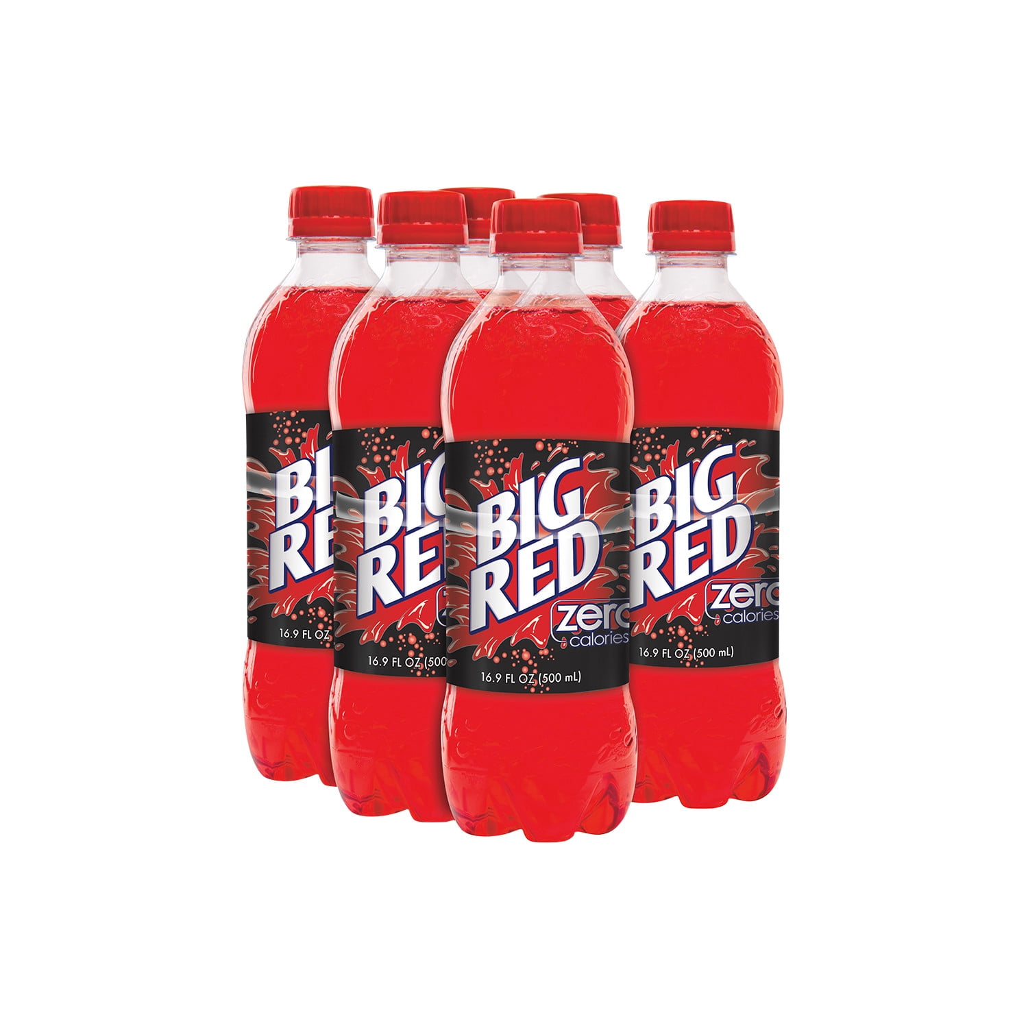 Big Red Zero Sugar Soda Pop, 16.9 fl oz, 6 Pack Bottles
