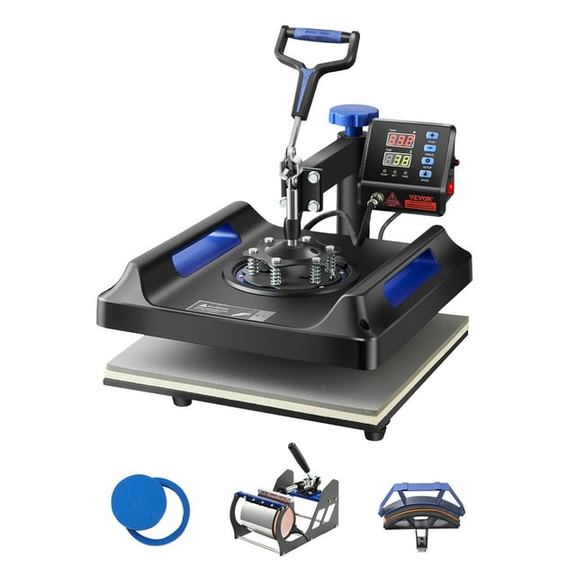 VEVOR Heat Press Machine Sublimation Machine 15 x 15 inch 8 In 1 Blue Heat Press Set