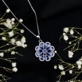 thumbnail image 5 of Rosec Jewels Certified Lab Grown Blue Sapphire Flower Pendant Necklace (AAAA Quality) - with Chain - Ready to Gift for Women, 18K White Gold, 5 of 8