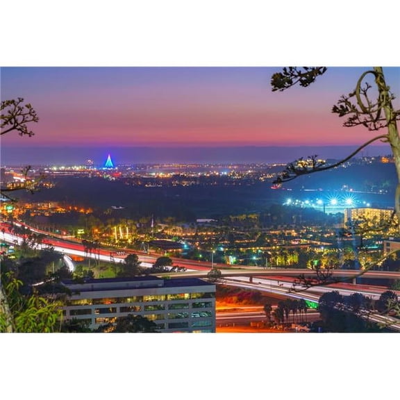 36 x 24 in. University Heights, San Diego Night Sunset Fine Print Wall Art