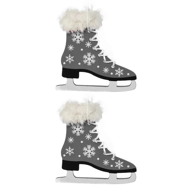 Colgante de zapatos de Navidad para fiesta, adornos de madera para árbol de vacaciones, adorno de patinaje sobre hielo, 2 piezas