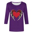 thumbnail image 4 of successthop Valentines Day Clothes Women's Plus Size Tops with 3/4 Sleeves Crew Neck Polyester Casual Love Heart Printed Lover Gift Blouse Tops for Valentines Gifts Pink 3XL, 4 of 4