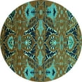 thumbnail image 1 of Ahgly Company Indoor Round Oriental Turquoise Blue Industrial Area Rugs, 7' Round, 1 of 4