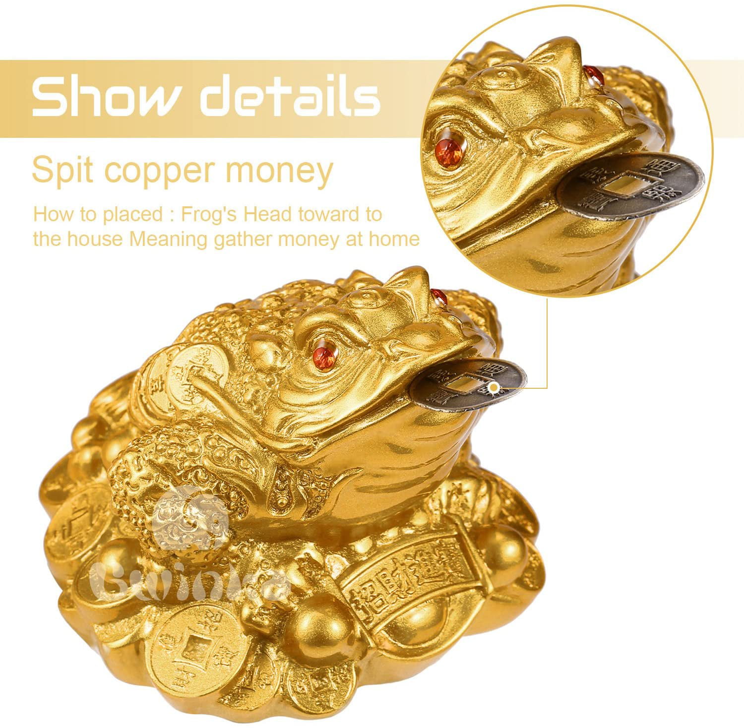 Feng Shui Money Lucky Frog Coin Toad/Chan Chu Chinese Charm of Prosperity jian