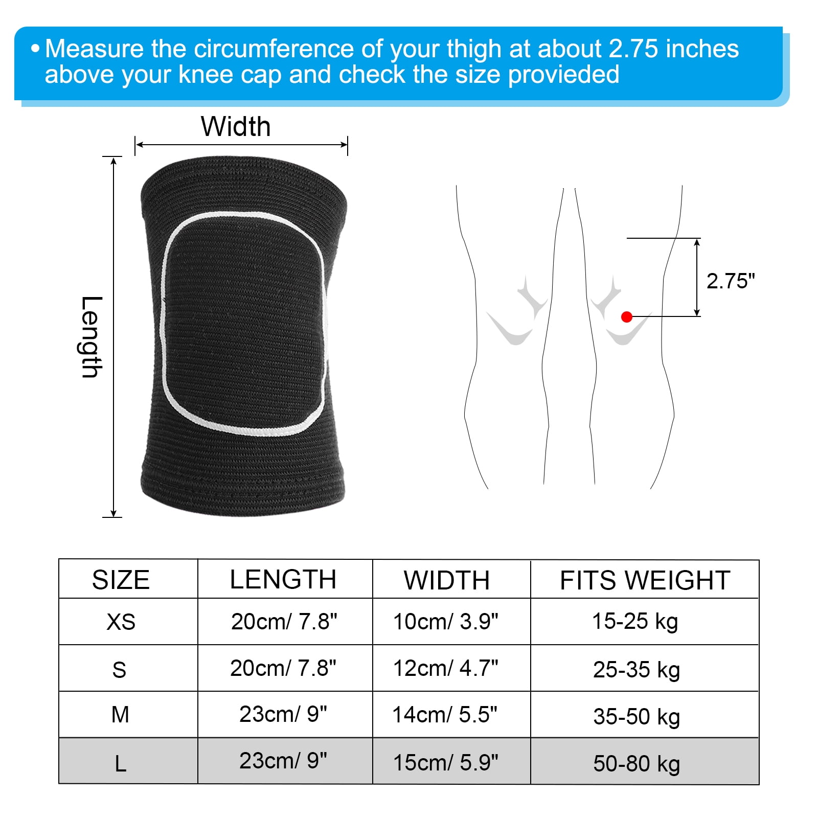 Uxcell L Protective Knee Pads Volleyball Knee Pads Sponge Knee Pads Brace, Black White 3 Pairs