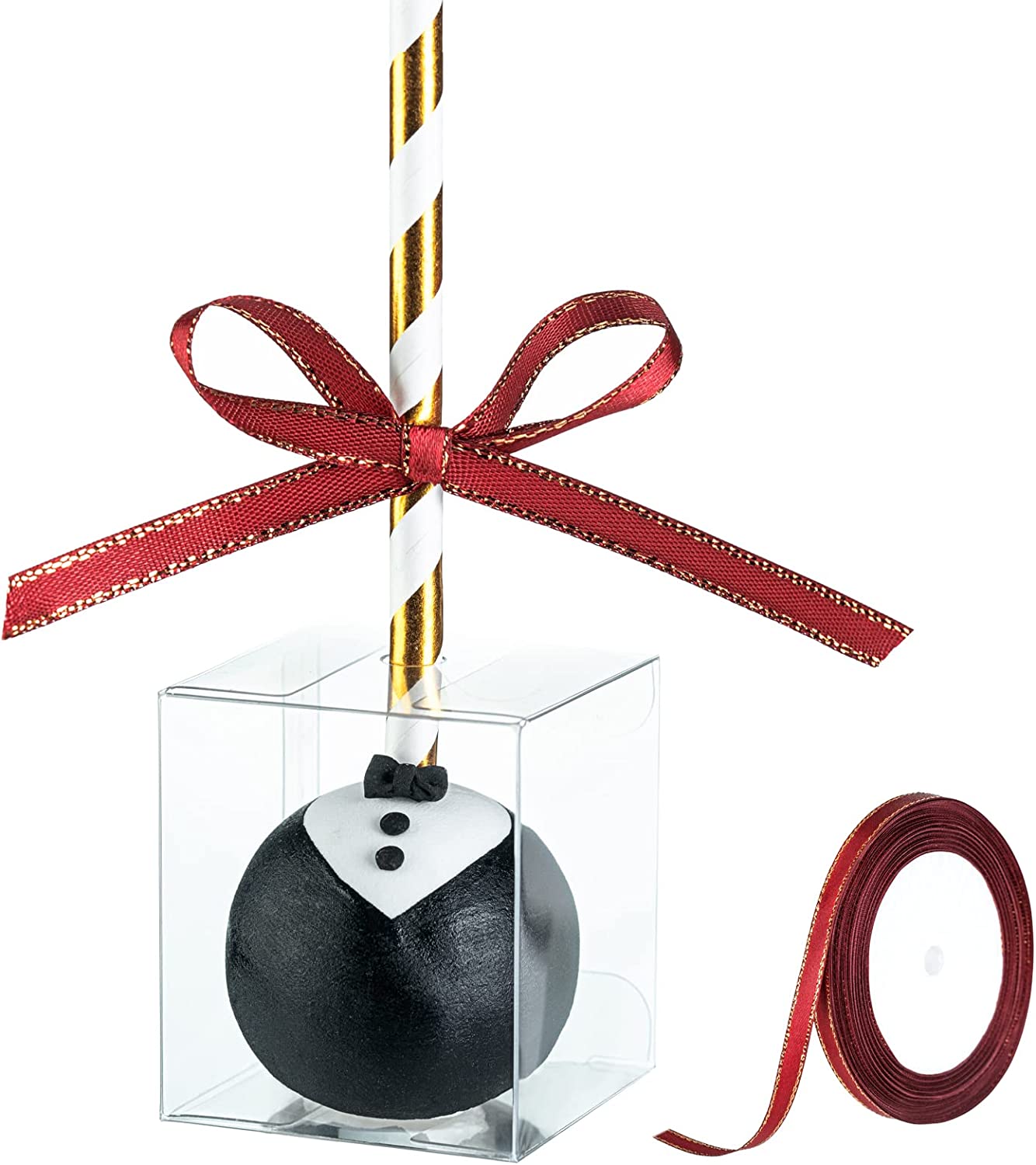 36 Pack 1 3/4" x 1 3/4" x 2" Single Clear Cake Pop Boxes Packaging with