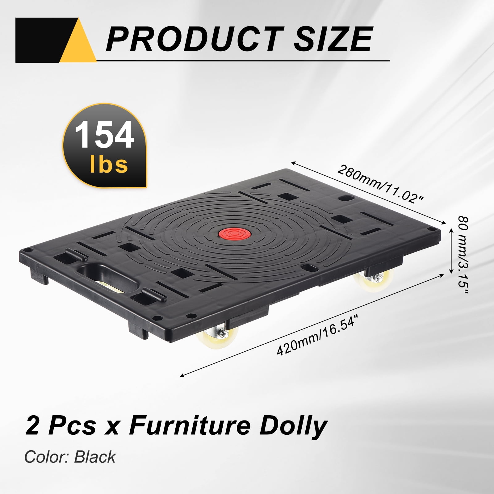 Uxcell Furniture Dolly Movers with 4 Wheels 330lbs Capacity for Heavy Furniture Black 1 Pack