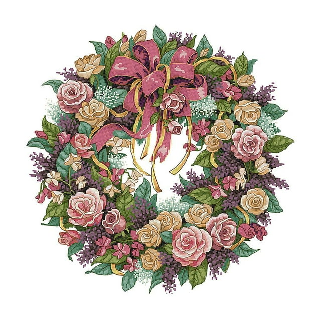 de rosas, , s de , patrones impresos, tela, adorno navideño, colgante de pared, 11 u., para adultos, principiantes, d perfecl Kits de punto de cruz estampado