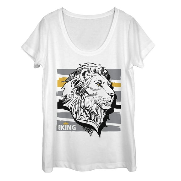 Women's Lion King Mufasa Stripe Profile  Scoop Neck White Large