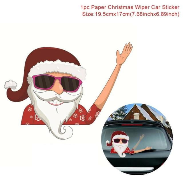 Christmas Car Sticker Car Styling Windshield Santa Cute Window Decals Car Wiper Sticker Rear Windshield Decoration