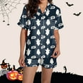 thumbnail image 7 of Halloween Womens Pajama Sets Weightless Cloud Like Ghost Graphic Button Down Short Sleeve Shirts and Shorts 2 Piece Nightwear Relaxed Fit Cute Pj Set, 7 of 7