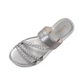 thumbnail image 3 of Summer Sandals for Women Footbed Solid Color Open Toe Slip-On Comfortable Elastic Strap Flat Slippers Sandals for Women Beach Vacation Holiday Vintage Fashion, 3 of 10
