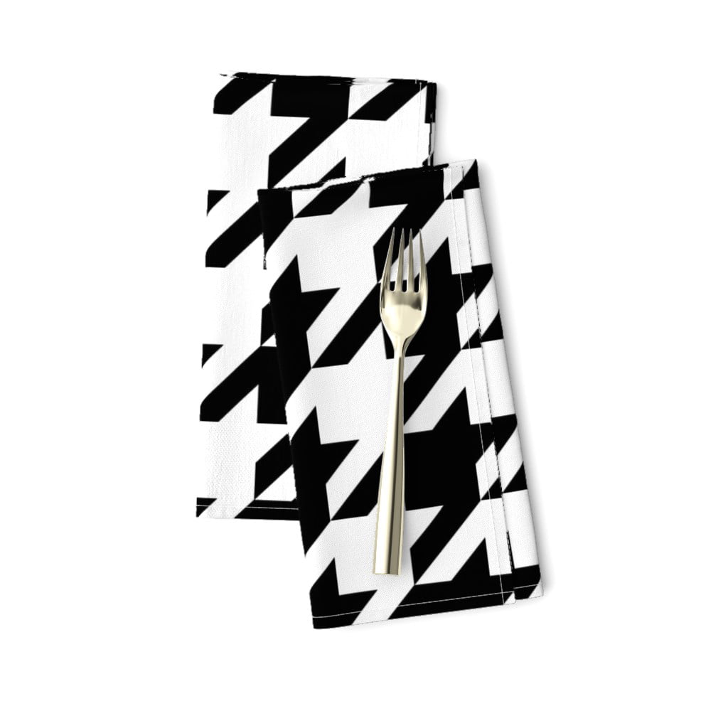Black And White Checkerboard Cotton Dinner Napkins by Roostery Set of 2 