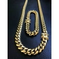 thumbnail image 3 of Mens Heavy Miami Cuban Link Chain Choker 14k Gold Plated Hip Hop Thick Stainless Steel 8mm/10mm/12mm/14mm/16mm Necklace/Bracelet, 3 of 7