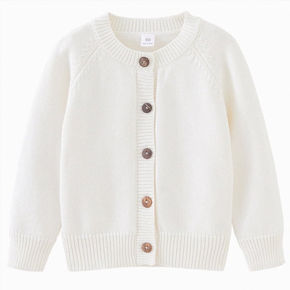 gibobby Cardigan with Button Loose Long Sleeve Shrug Sweaters Cropped Uniforms Kids Knit Sweater Outerwear Girls Cardigan Sweaters (White,9-10 Years)