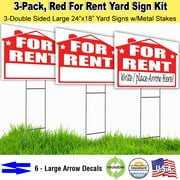 For Rent Lawn Sign Kit (18x24) with Arrow Stickers (3)