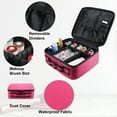 thumbnail image 3 of Makeup Bag Organizer for Cosmetics Makeup Brushes Toiletry Oxford Cloth PU Leather Rose Red, 3 of 7