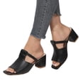 thumbnail image 2 of Domuza Women's Square Open Toe Heels Sandals Low Block Chunky Heeled Sandal Slip on Mules Comfortable Casual Dress Pumps Shoes for Summer Black 10（EU-43）, 2 of 4