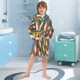 thumbnail image 5 of FORMRS Niños Bathrobe Unisex Hooded Robe Soft Plush Pajamas Sleepwear, Size 7-9T, Red Geometric, 5 of 7
