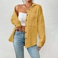 thumbnail image 2 of Yuyuzo Womens Button down Shirt Collared Long Sleeve Dressy Oversized Blouses with Front Pocket, 2 of 7