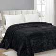thumbnail image 1 of Cobija, Mantas Decorativas Tamaño Queen con Diseño de Ondas de Waffle, Cobija de Cama Súper Suave y Esponjosa 260GSM, Lujosa, Ligera y Transpirable para Sofá, Silla, Ideal para Regalo, Viaje, Negro, 1 of 7