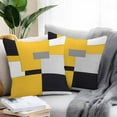 thumbnail image 2 of Yellow Black Patchwork Outdoor Pillow Covers Pack of 2 Abstract Geometric Art Waterproof Throw Pillow Covers Decorative Cushion Cases for Patio Garden Tent Balcony Couch 16x16 inch, 2 of 8