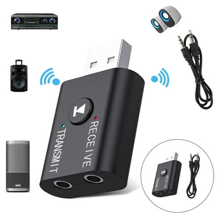 2 in 1 USB Bluetooth 5.0 Transmitter Receiver, EEEkit HiFi Wireless Audio Bluetooth 5.0 EDR Adapter with 3.5mm AUX for Car TV Headphones PC Home Stereo, USB Power Supply, Plug and (Best Home Audio Receiver 2019)