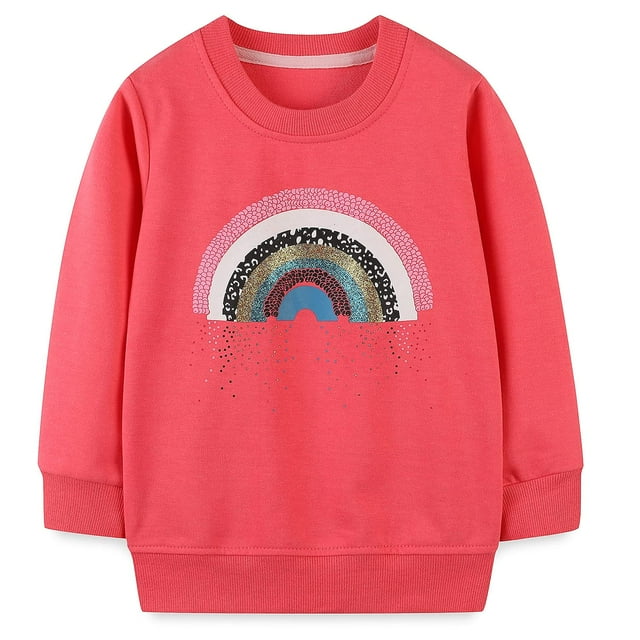 Sudadera Bumeex para niña pequeña, arcoíris, cuello redondo, rosa, 5T