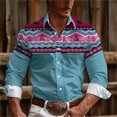 thumbnail image 1 of Camisa vaquera tribal para hombre, cómoda, suave, de alta calidad, diseño de botones a la moda, camisa hawaiana, 1 of 6