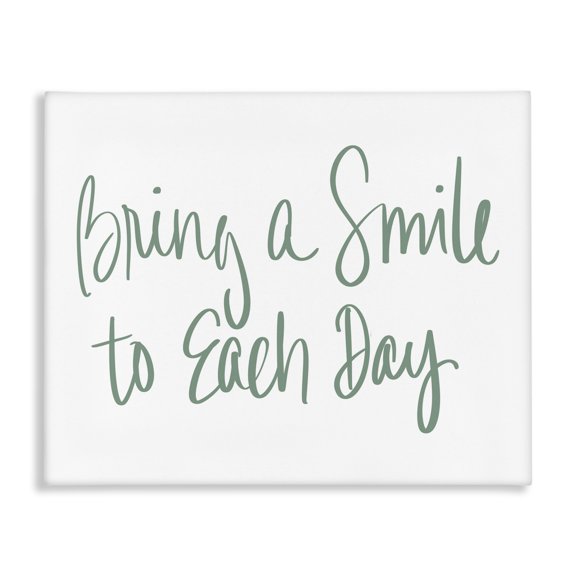 Stupell Industries Modern Bring A Smile Each Day Phrase Green Cursive Canvas Art, 20 x 16, by SD Graphics Studio