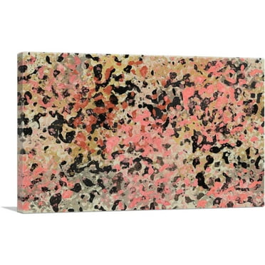 ARTCANVAS Pink Tan Black Olive Modern Rectangle Canvas Art Print - Size: 26" x 18" (1.50" Deep)