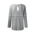 thumbnail image 5 of Hanerdun Women Blouse Tops Female Long Sleeve Crew Neck Hollow Out Pullover T-Shirt Gray 2XL, 5 of 5