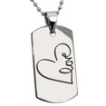 thumbnail image 1 of Stainless Steel Love Heart Calligraphy Engraved Dog Tag Pendant Necklace, 1 of 1