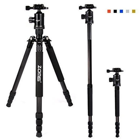 ZoMei Z818C 66.3 Inch Height Professional Carbon Fiber 4-Section Travel Tripod Flexible Compact Camera Colorful Tripod (Best Compact Camera For Travel 2019)