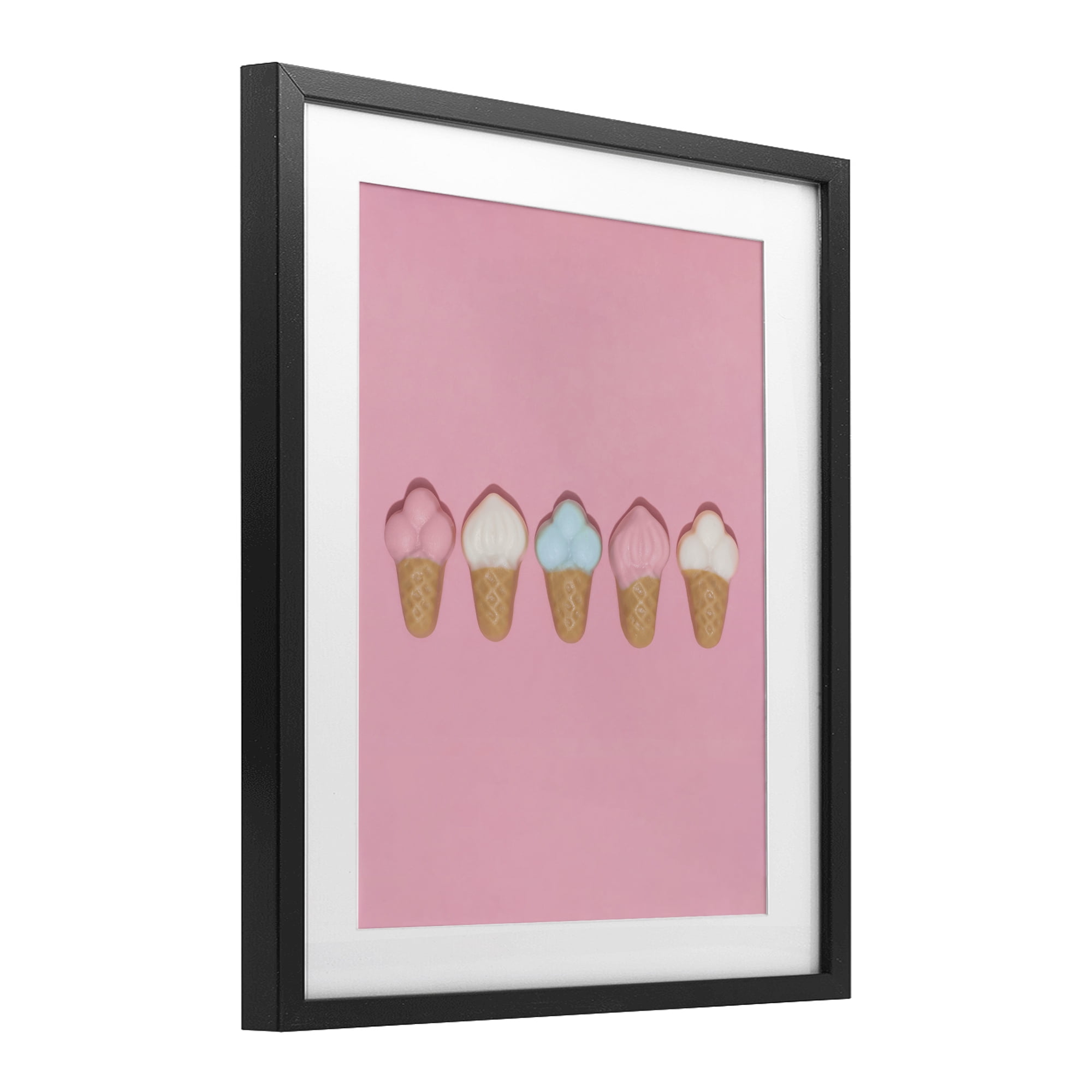 Stupell Industries Pink Ice Cream Candy Black Framed Print Under Glass, design by LISH Creative