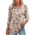 thumbnail image 2 of Blusa floral de mujer XIEERDUO con cuello en V y mangas abullonadas L, 2 of 5