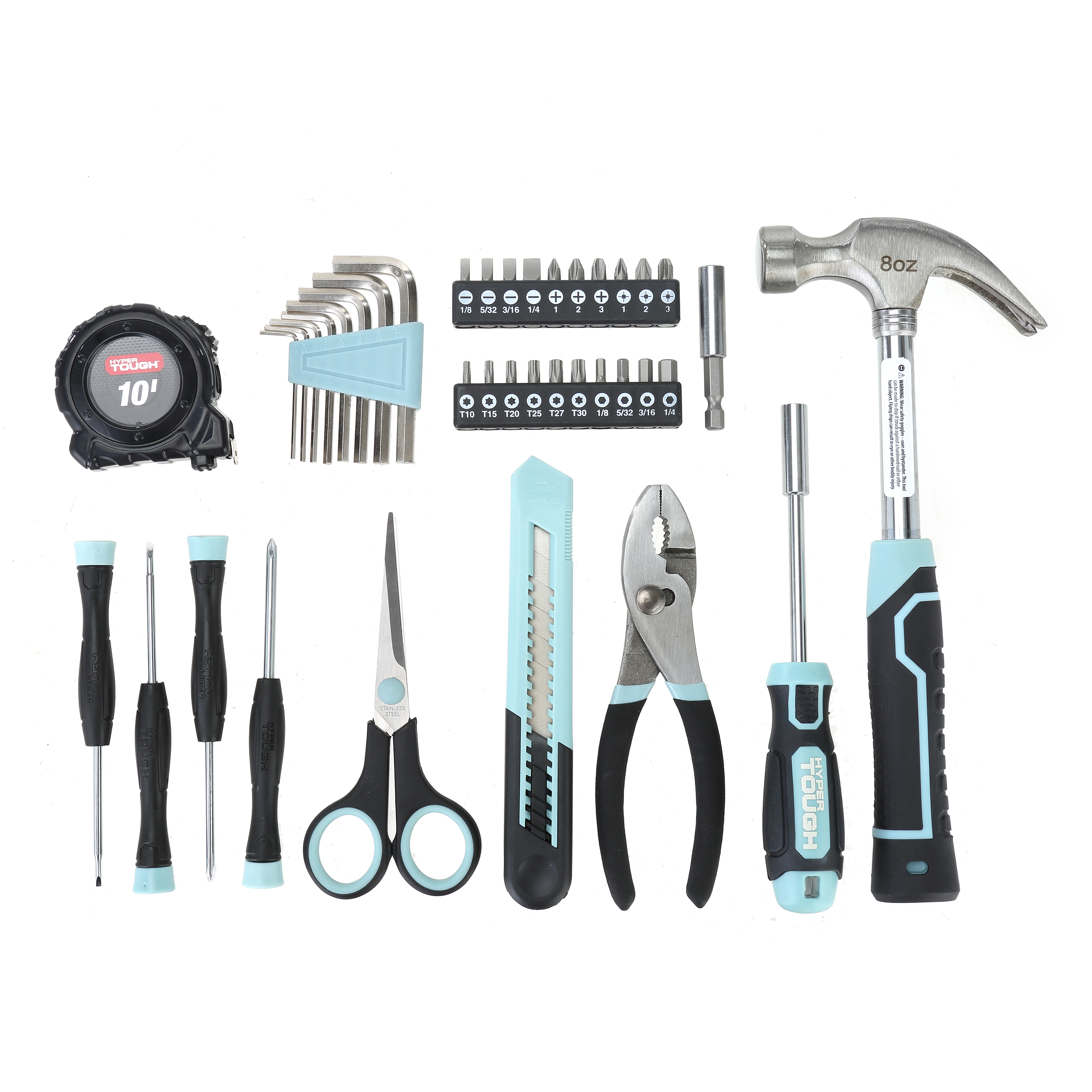 Kit de herramientas para hogar Hyper Tough de 40 piezas color espuma de mar para reparaciones básicas y proyectos de bricolaje 7