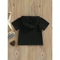 thumbnail image 4 of Toddler Kid Summer Casual Clothes Short Sleeved Letter Print Hooded T-Shirt Tops, 4 of 8