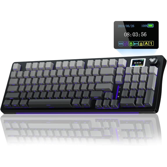 AULA S98 Pro, 96-Key, Wireless, Mechanical Gaming Keyboard, RGB, 5-Layer Padding, 5000 mAh Battery, Knob, Digital Screen