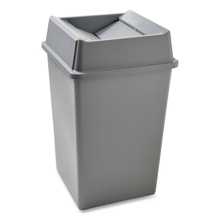 Untouchable Waste Container, Square, Plastic, 35gal, Gray Untouchable Waste Container, Square, Plastic, 35gal, Gray